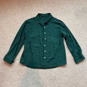 Forest Green Women’s Button Down Top with Back Detail